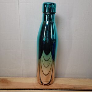 JC Penny Home Water Bottle Screw On Lid 2 Tone Color Blue/Peach